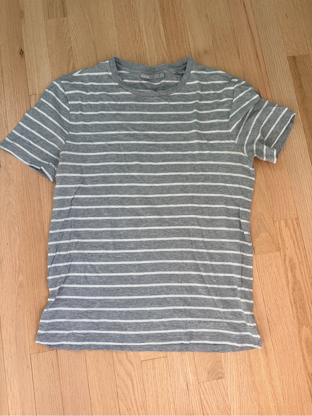 Vince Men’s Gray White Striped Pima Cotton T-Shirt Size Small